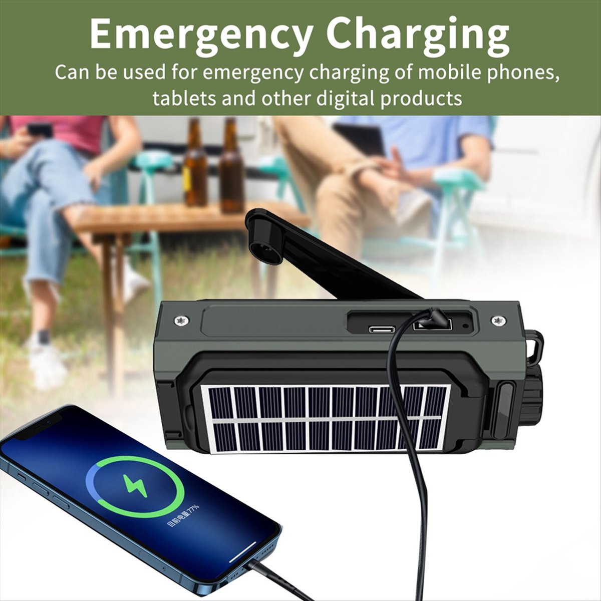 Solar Emergency Charger - Przenośne radio solarny A26Z, radio z